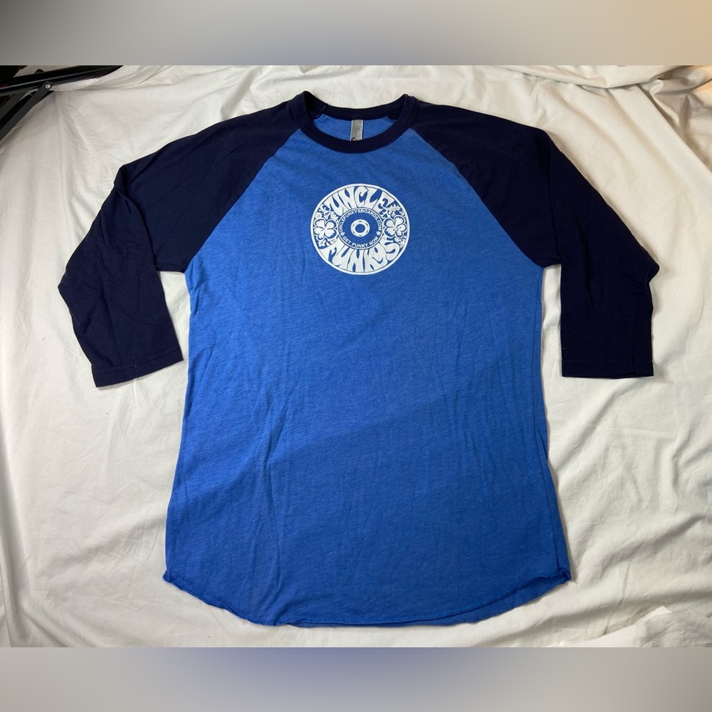 American Apparel 50/50 Ringer Tee Shirt Navy Blue & Royal Blue size M